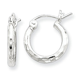 Sterling Silver 2.00mm Diamond-cut Hoop Earrings