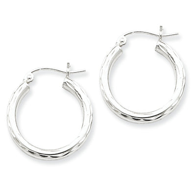 Sterling Silver 2.25mm Diamond-cut Hoop Earrings