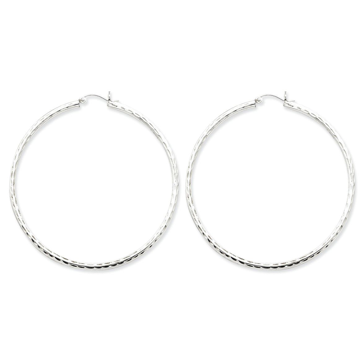 Sterling Silver 2.25mm Diamond-cut Hoop Earrings