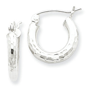 Sterling Silver 3.00mm Diamond-cut Hoop Earrings