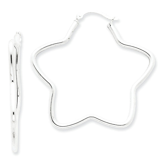 Sterling Silver Star Tube Hoop Earrings