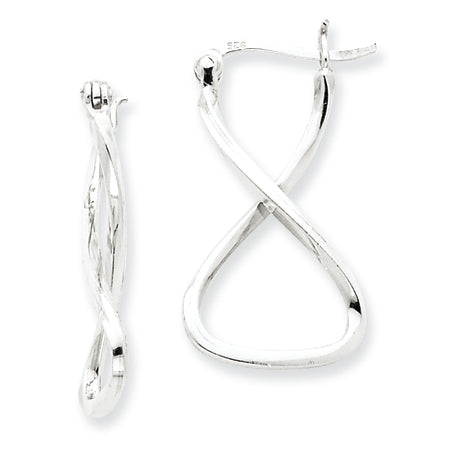 Sterling Silver Twisted Oval Hoop Earrings
