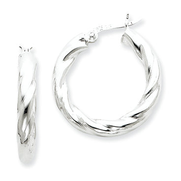 Sterling Silver Twisted Hoop Earrings