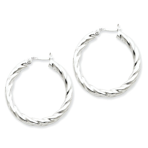 Sterling Silver Twisted Hoop Earrings