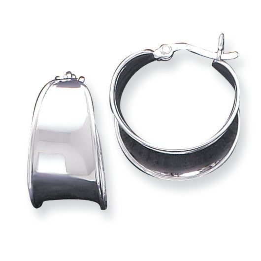 Sterling Silver Tapered Width Flat Hoop Earrings