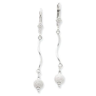 Sterling Silver Laser Cut Bead Leverback Earrings