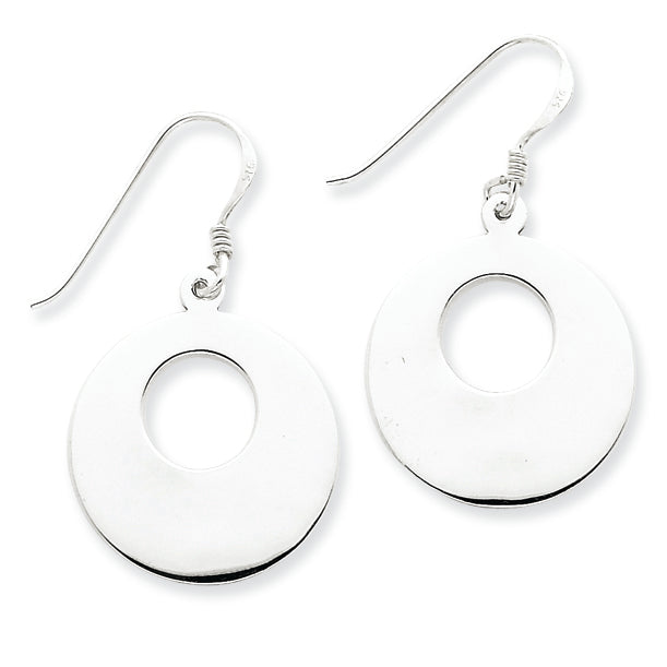 Sterling Silver Circle Disk Dangle Earrings