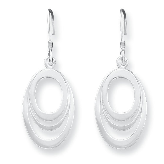 Sterling Silver Oval Dangle Earrings