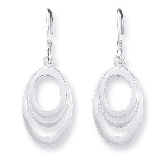 Sterling Silver Oval Dangle Earrings
