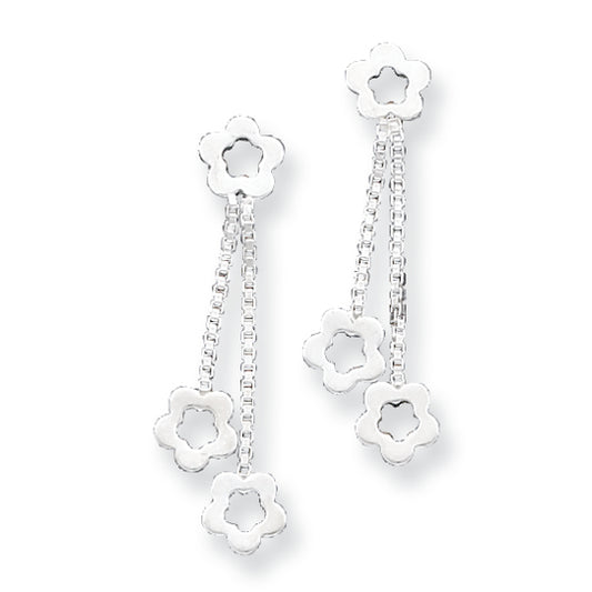 Sterling Silver Flower Dangle Earrings