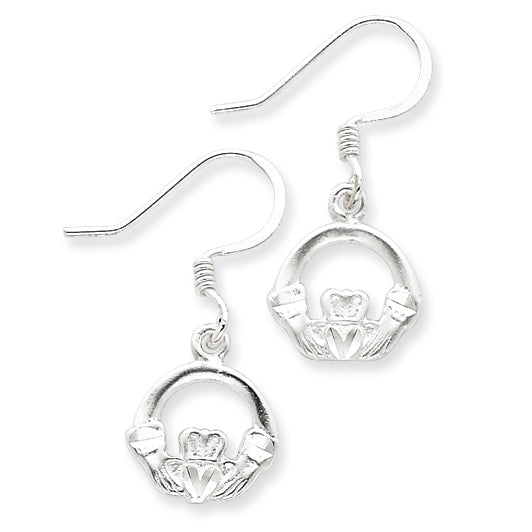 Sterling Silver Diamond-cut Claddagh Earrings