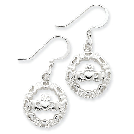 Sterling Silver Claddagh Wire Earrings