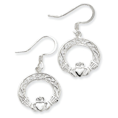 Sterling Silver Celtic Knot Claddagh Earrings