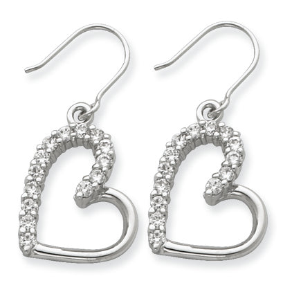 Sterling Silver CZ Heart Earrings