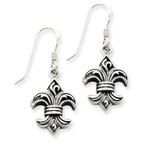 Sterling Silver Fleur de lis Dangle Earrings