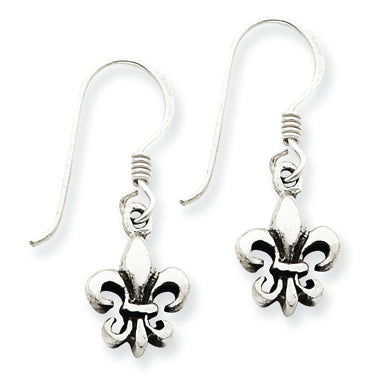 Sterling Silver Fleur de lis Dangle Earrings