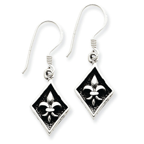 Sterling Silver Fleur de lis Dangle Earrings