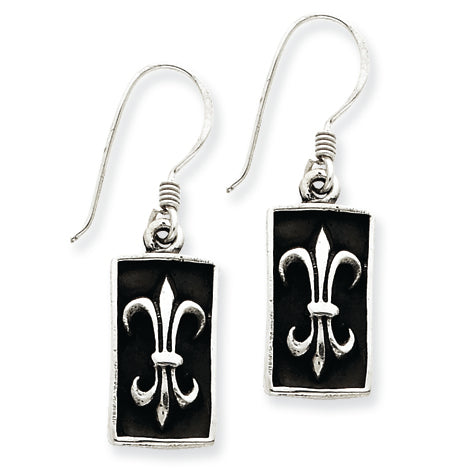 Sterling Silver Fleur de lis Dangle Earrings