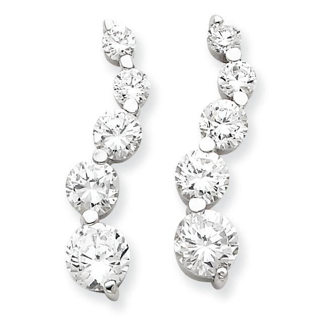 Sterling Silver CZ Journey Earrings