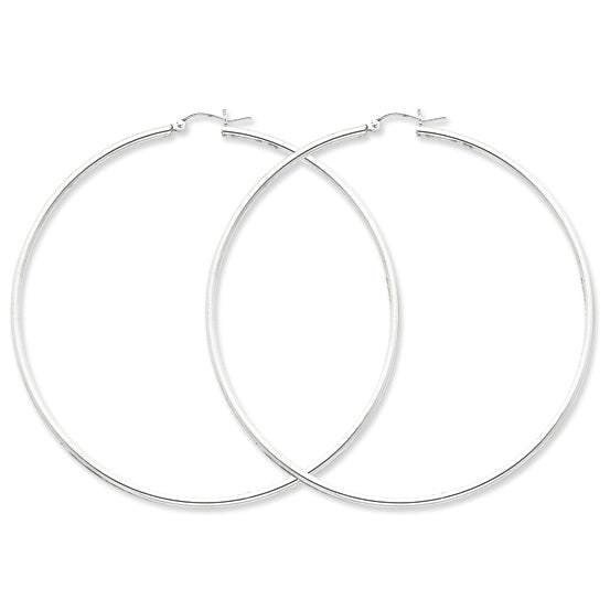 Sterling Silver 2mm Polished Hoop Earrings