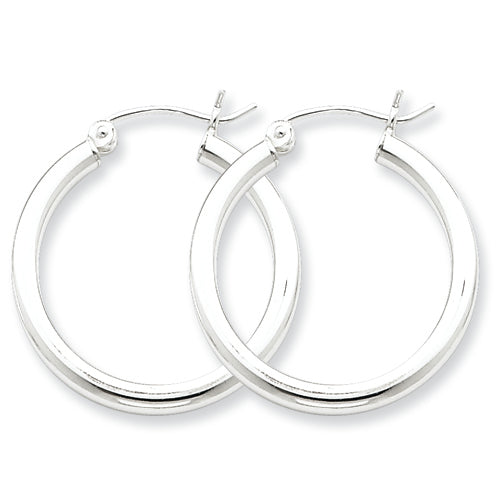 Sterling Silver 2.5mm Round Hoop Earrings