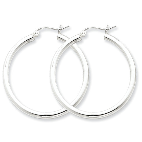 Sterling Silver 2.5mm Round Hoop Earrings