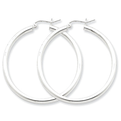 Sterling Silver 2.5mm Round Hoop Earrings