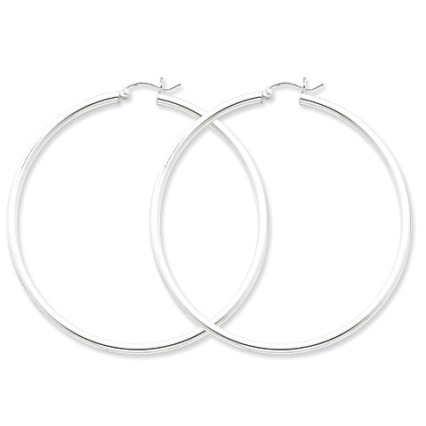 Sterling Silver 2.5mm Round Hoop Earrings