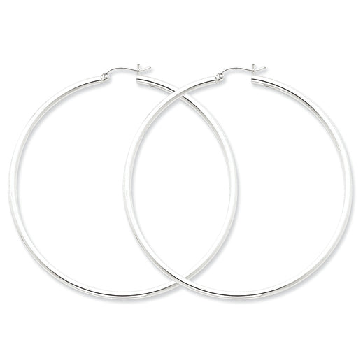 Sterling Silver 2.5mm Round Hoop Earrings