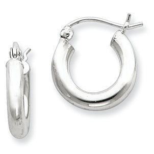 Sterling Silver 3mm Round Hoop Earrings