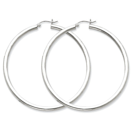 Sterling Silver 3mm Round Hoop Earrings