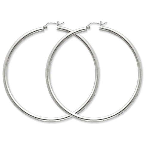 Sterling Silver 3mm Round Hoop Earrings