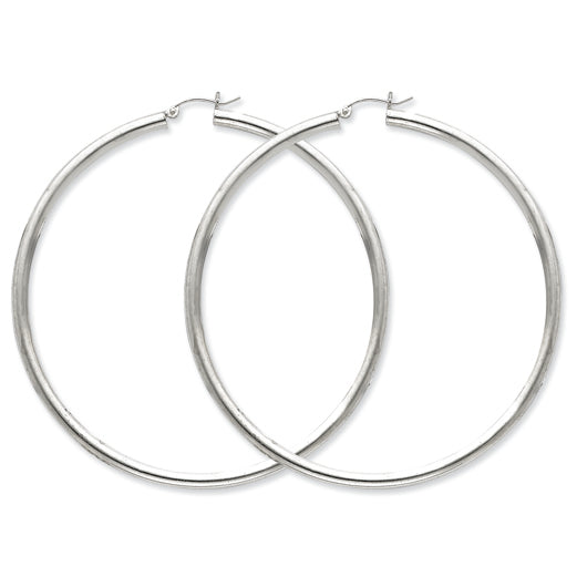 Sterling Silver 3mm Round Hoop Earrings