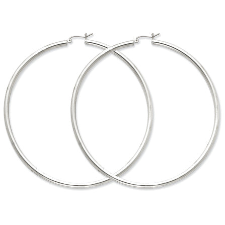 Sterling Silver 3mm Round Hoop Earrings