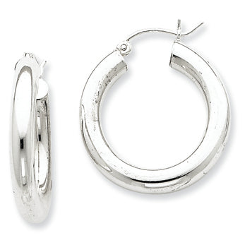 Sterling Silver 4mm Round Hoop Earrings