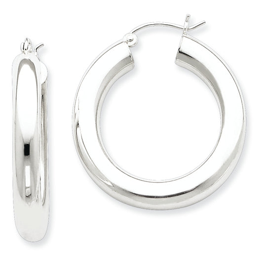 Sterling Silver 5.00mm Polished Hoop Earrings