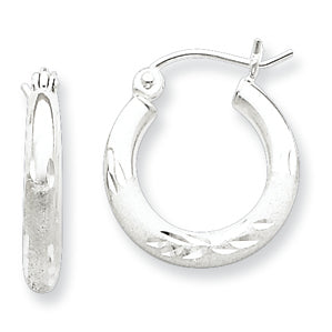 Sterling Silver Satin Finished D/C Hoop Earrings