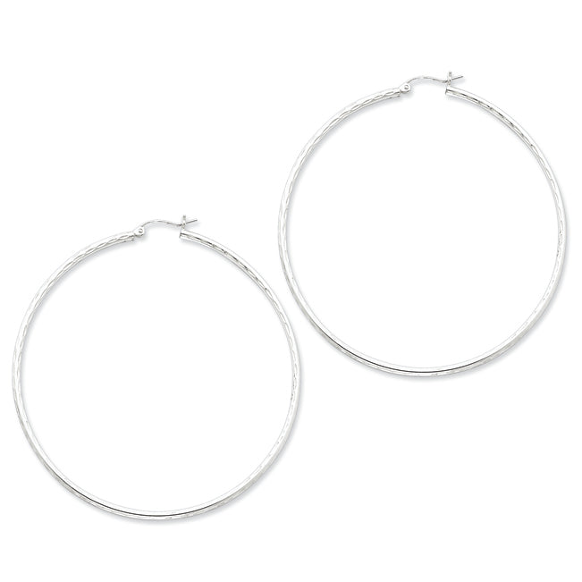 Sterling Silver 2.00mm Diamond Cut Hoop Earrings