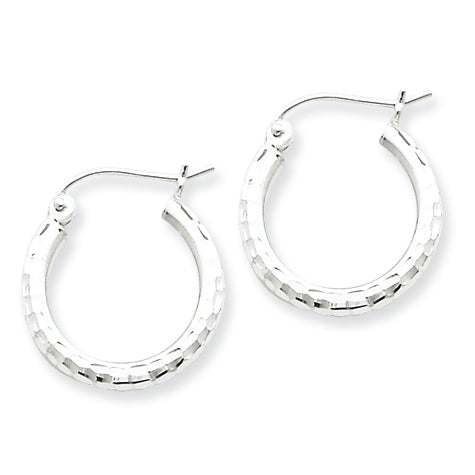 Sterling Silver 2.25mm D/C Hoop Earrings