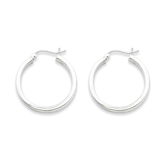 Sterling Silver In & Out 3mm Diamond Cut Hoop Earrings