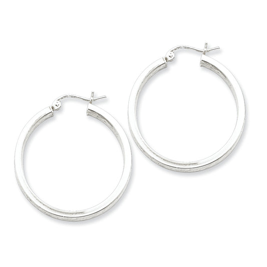 Sterling Silver In & Out 3mm Diamond Cut Hoop Earrings