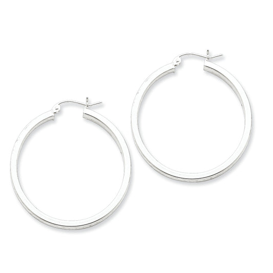 Sterling Silver In & Out 3mm Diamond Cut Hoop Earrings