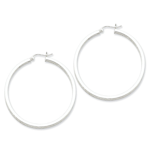 Sterling Silver In & Out 3mm Diamond Cut Hoop Earrings