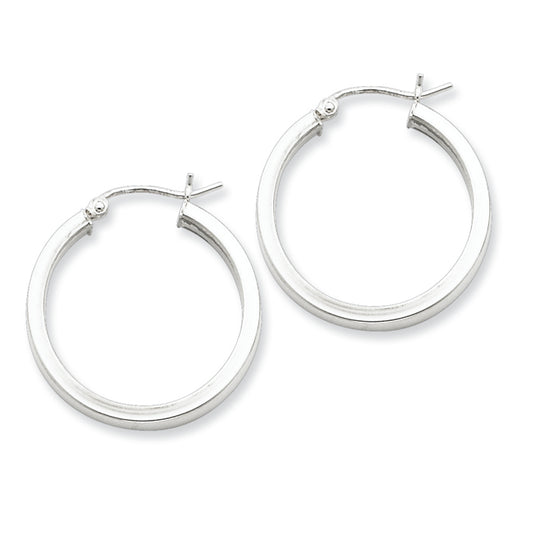 Sterling Silver Square Tube Hoop Earrings