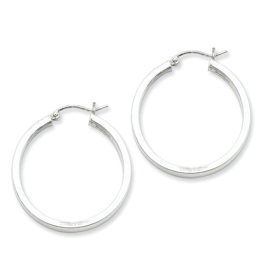 Sterling Silver Square Tube Hoop Earrings