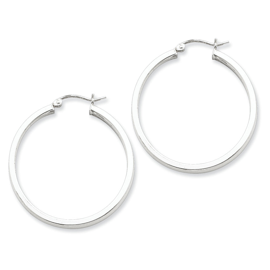 Sterling Silver Square Tube Hoop Earrings