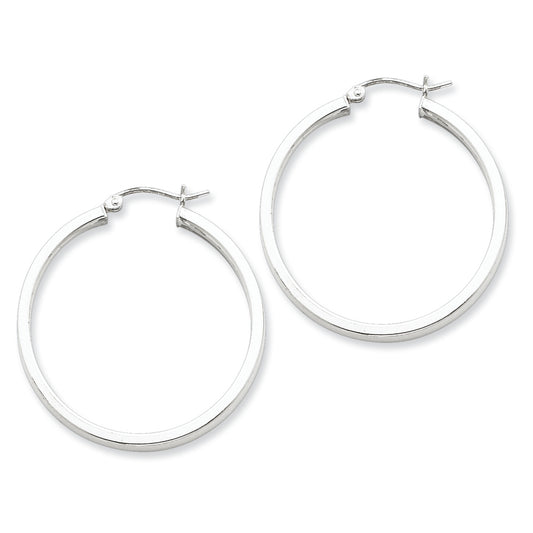 Sterling Silver Square Tube Hoop Earrings