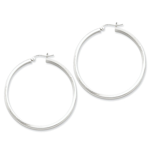 Sterling Silver Square Tube Hoop Earrings