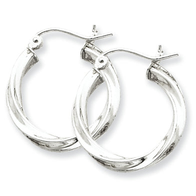 Sterling Silver 3.00mm Twisted Hoop Earrings