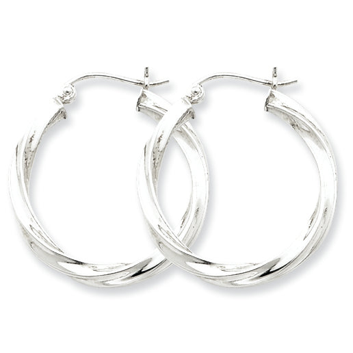 Sterling Silver 3.00mm Twisted Hoop Earrings